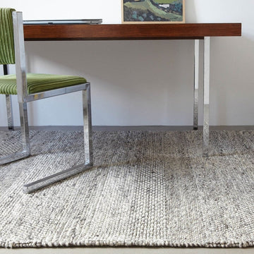 Katherine Carnaby Coast CS07 Modern Plain Stripe Shimmer Hand-Woven Textured Wool & Viscose Blend Looped Pile Flatweave Grey Marl/Cream Rug-Asiatic Carpets-Rug Love - The Most Loved Rug Store